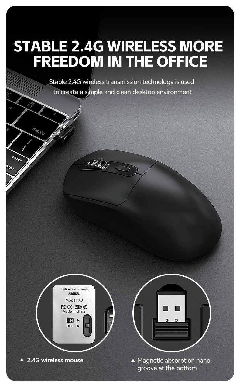 Warvank X8 Wireless Gaming Mouse 500 mAh TYPE-C Rechargeable Office Mouse Suitable for Laptop Desktop Computers