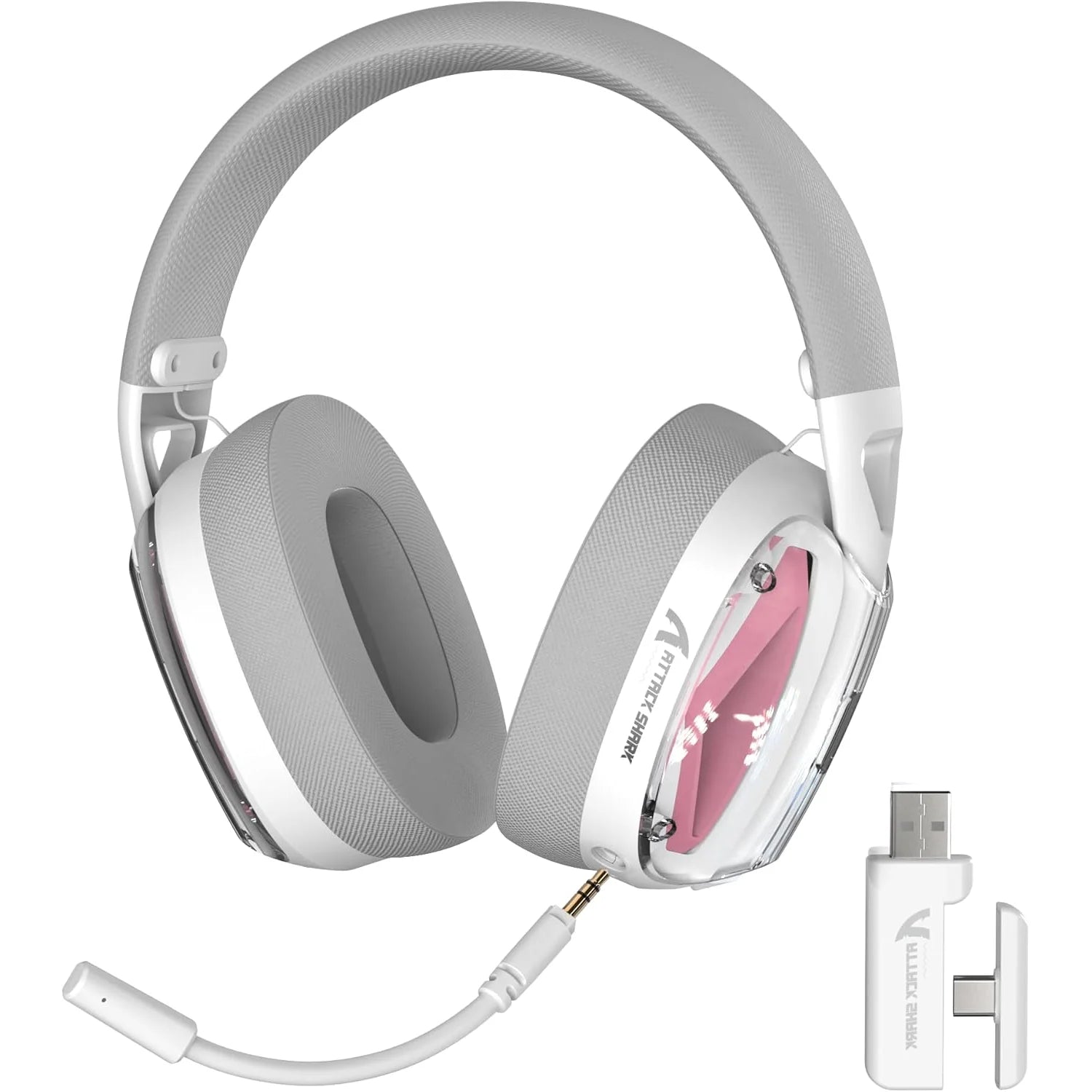 ATTACK SHARK L60 Ultra-light Gaming Headphone, 2.4G/BT/Wired Tri-mode, Wireless with Usb & Type C Receiver, Detachable Mic