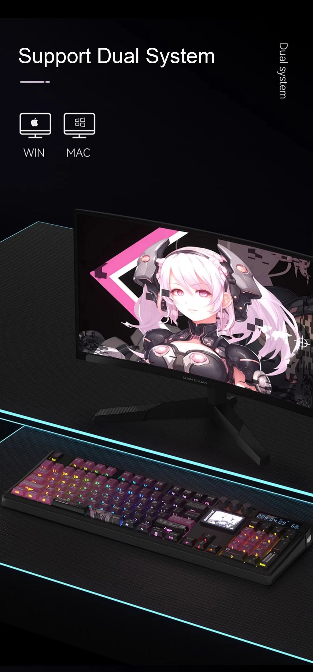 SKYLOONG GK104 Pro Mechanical E-sport Gamer Keyboard Full-Size Wireless Keyboard RGB Backlit Hot-Swappable Game Keyboard for PC