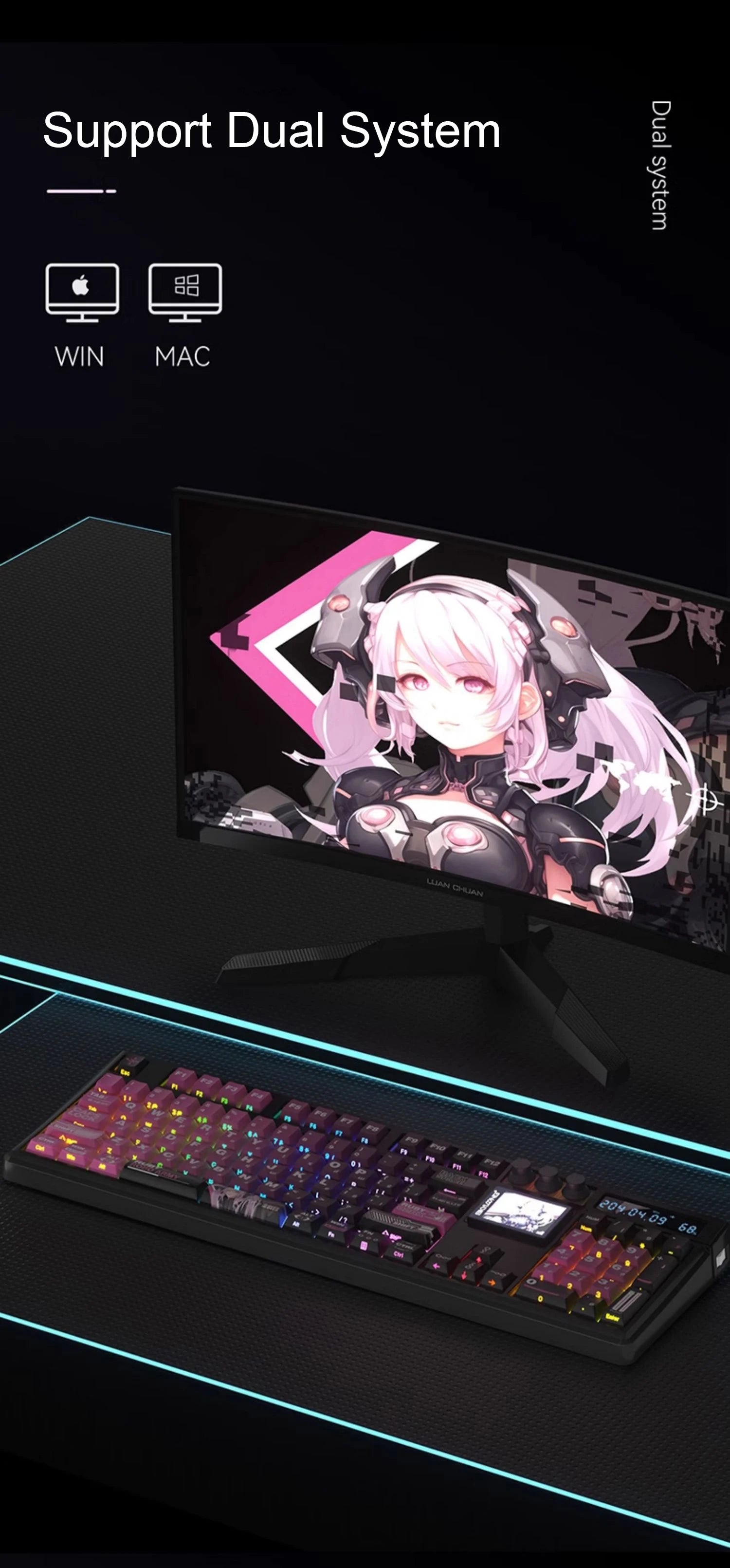 SKYLOONG GK104 Pro Mechanical E-sport Gamer Keyboard Full-Size Wireless Keyboard RGB Backlit Hot-Swappable Game Keyboard for PC