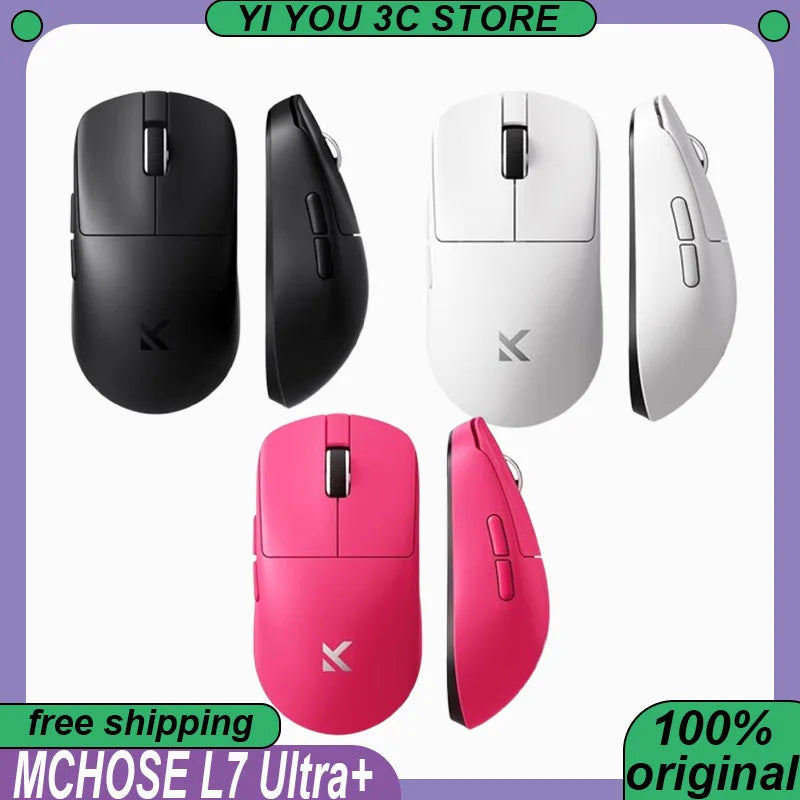 MCHOSE L7 Ultra+ Lightweight Mouse Wireless Tri-mode Bluetooth PAW3395 500mAh PC Esports Laptop Gaming Mice L7 Pro+ ﻿