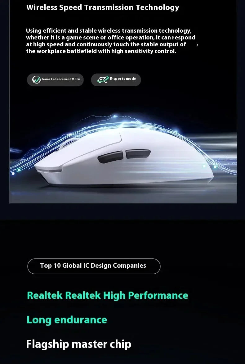 MCHOSE A7 Series Mouse PAW3950 8K Top Speed Receiver Ergonomics 2.4G Wireless Gaming E-Sports Mice Customized PC Accessory Gifts