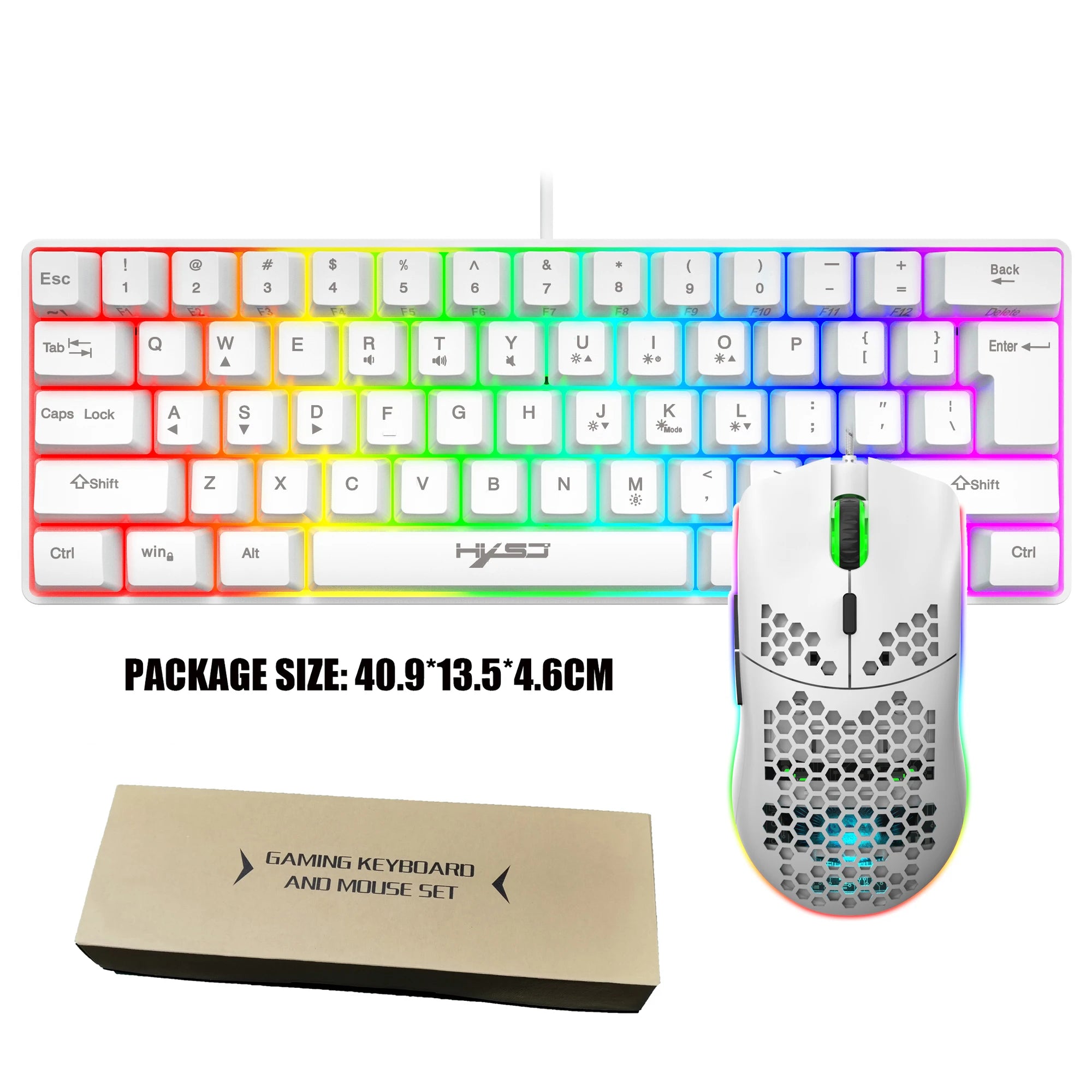 Hot selling HXSJ 61 keys V700 RGB luminous mechanical feel keyboard and mouse combos gaming set for computer game