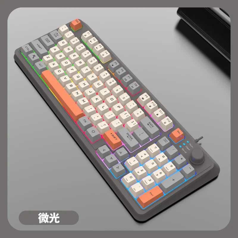 Keyboard K81 Gaming Keyboard 81 Key 80% Layout Spanish Russian Korean Arabic Keyboard USB Wired RGB Light Volume Knob Ergonomics