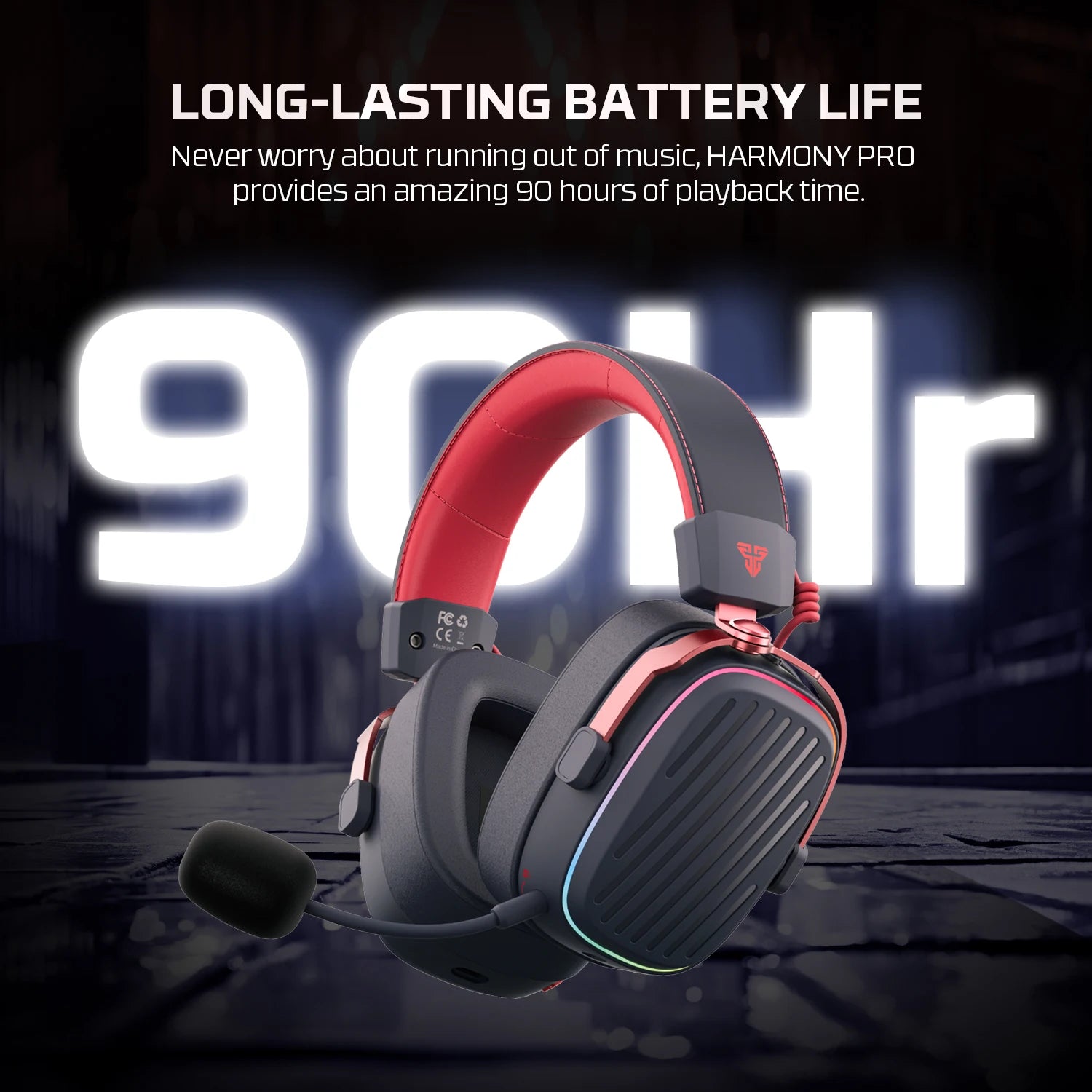 FANTECH Harmony PRO WHG02P 7.1 Surround Sound Gaming Headset Bluetooth 5.3 2.4G Wireless Headphones With Detachable Mic