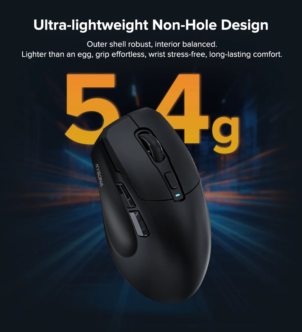 KYSONA Uranus Pro PAW3395 Wireless Gaming Mouse 54g Lightweight 8KHz Polling Rate 26000DPI Ultimate Optical Sensor For Laptop PC