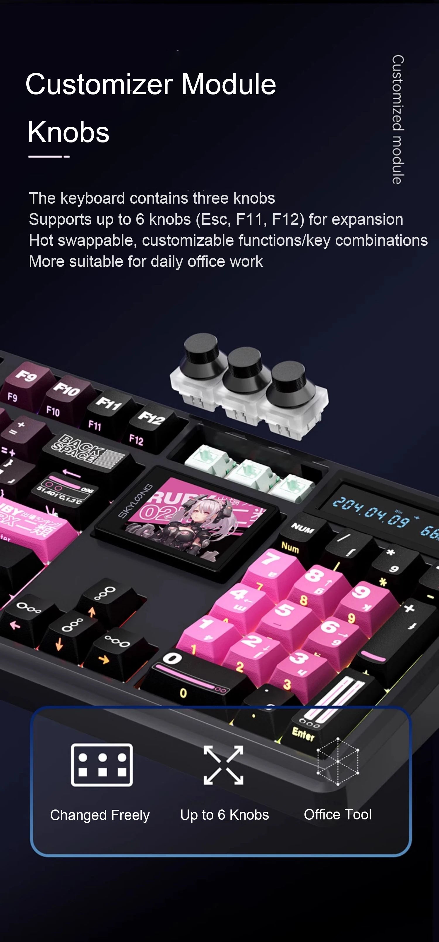 SKYLOONG GK104 Pro Mechanical E-sport Gamer Keyboard Full-Size Wireless Keyboard RGB Backlit Hot-Swappable Game Keyboard for PC