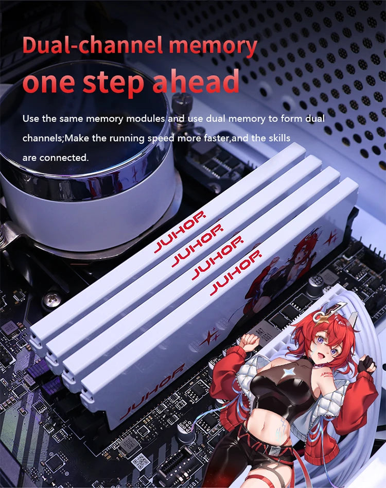 JUHOR Memoria Ram ddr4 8GB 16GB 3200MHz 3600MHz DIMM Desktop  Gaming Memory RAMS with White Heat Sink
