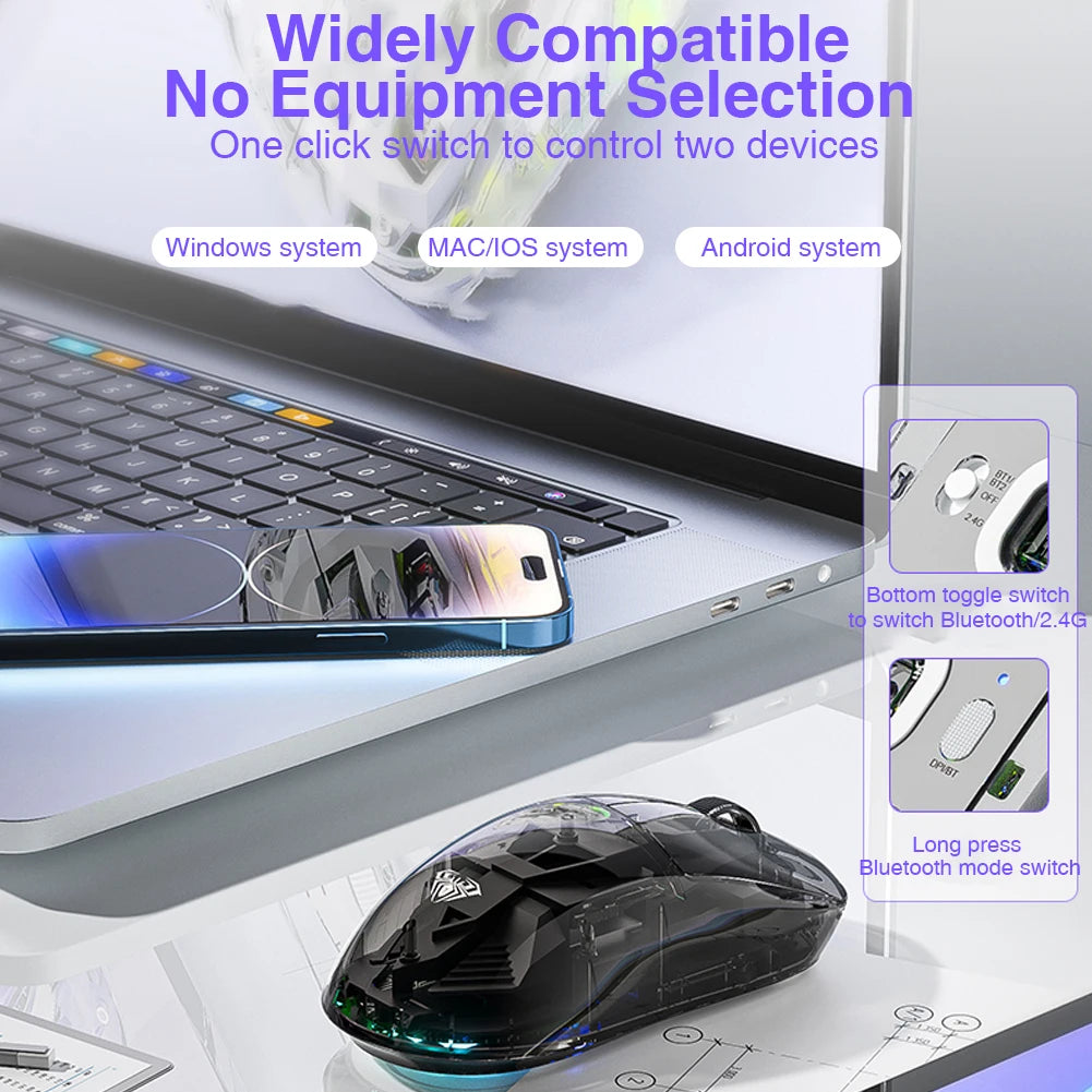AULA SC660 Wireless Mouse Bluetooth Gaming Mouse 10000DPI Optical Sensor Macro Programmable Ergonomic Mice For Laptop PC Gamer
