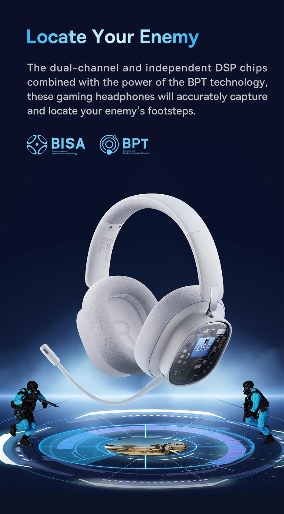 Baseus GH02 Wireless Gaming Headsets with Mic Headphones Bluetooth 5.3 40mm Driver 2.4G/Wireless/Cable RGB Overhead Headphone