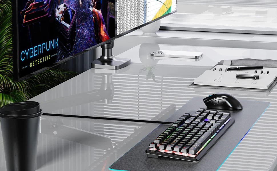 NPET K10V3 Gaming Keyboard, 104 Keys Wired, with RGB Backlit, for Windows Laptop PC black