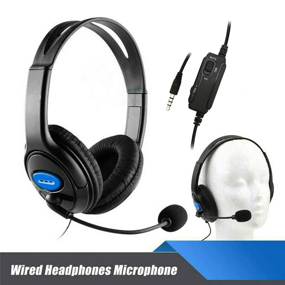 Headphones 3.5mm Wired Gaming Headset Earphones Music For PS4 Play Station 4 Game PC Chat computer With Microphone 120° Rotation