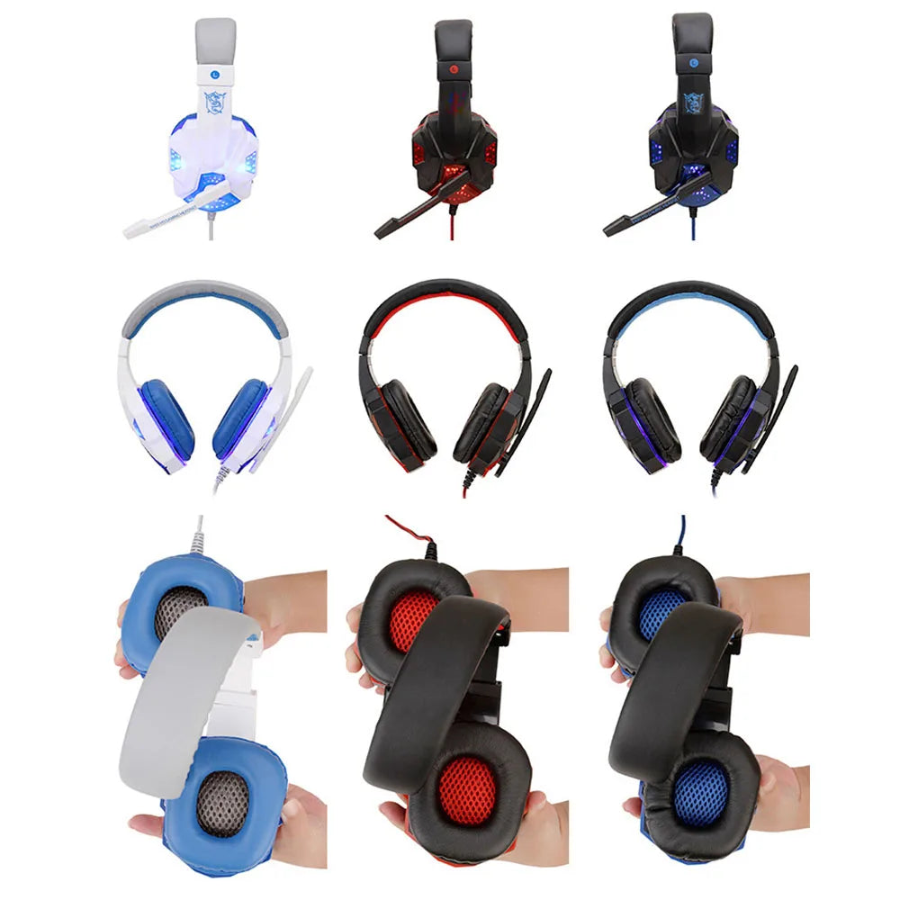 LED Light Wired Gaming Headphones With Microphone Noise-cancelling Gamer Headset for PC Computer Laptop PS4 PS5 Xbox