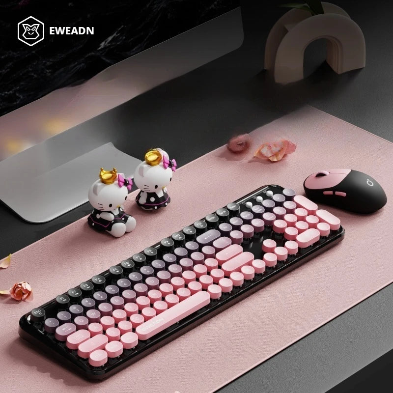 EWEADN 2.4G Single-Mode Wireless Silent Keyboard & Mouse Set, Color Block Design, Compact Ergonomic for gaming ,Office Laptop PC