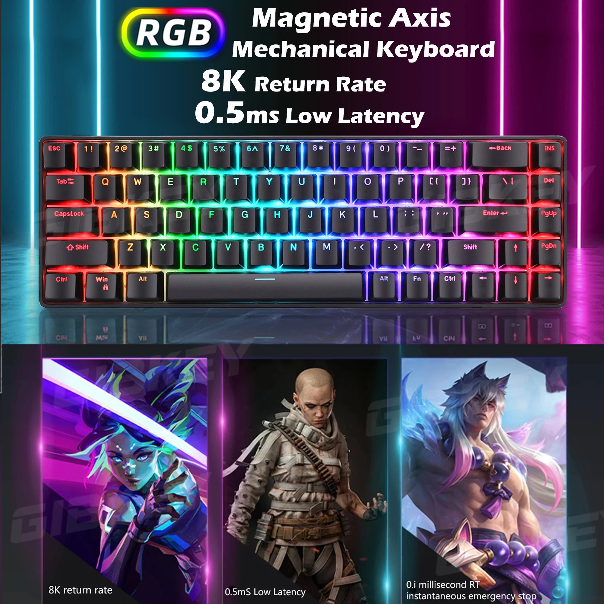 Magnetic Axis Gaming Mechanical Keyboard RGB Backlight 8K Return Rate Hot Swap switch Custom Key Range E-Sport Game keyboards