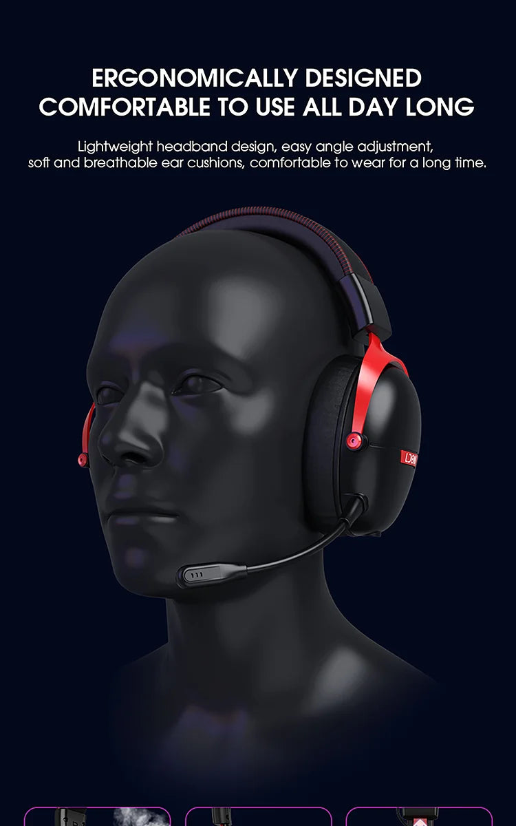 LDON F04 Gaming Wireless Headphone with Mic Over-Ear Headphones Bluetooth 5.3 40mm Driver 2.4G/Wireless Game Headsets