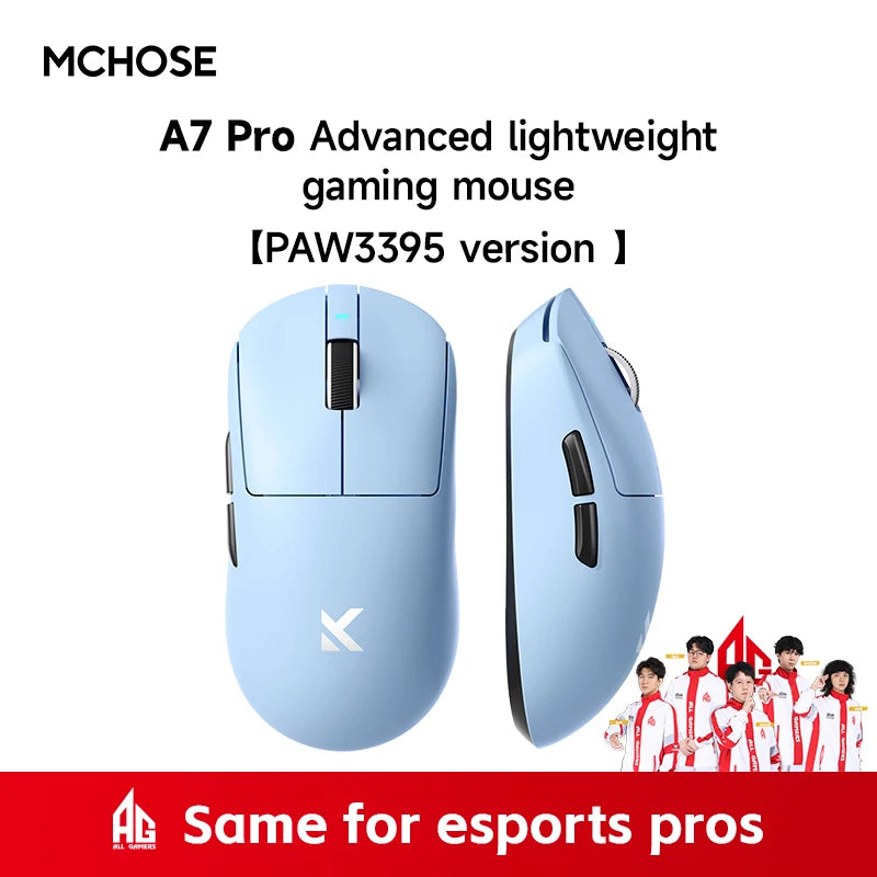 MCHOSE A7 Pro Ultra Wireless Gaming Mouse 59g Lightweight Office PAW3950 Dual 8K Polling Rate 42000 DPI 500mAh Ultra-low Latency