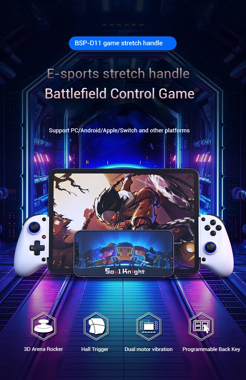 D11 Stretch gamepad Hall Trigger macro back Key Switch Android IOS Streaming gamepad PC type-c Link