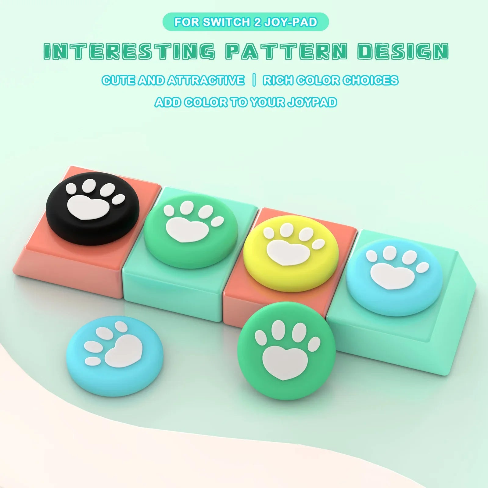 Thumb Skin Grips Caps for Nintendo Switch 2 Joystick Cover Case for Switch2 Silicone Soft Cat Paw Cover Game Console Accessories