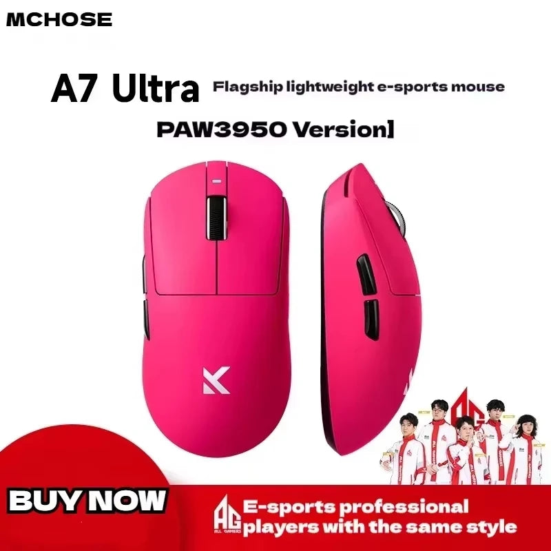 MCHOSE A7 Series Mouse PAW3950 8K Top Speed Receiver Ergonomics 2.4G Wireless Gaming E-Sports Mice Customized PC Accessory Gifts