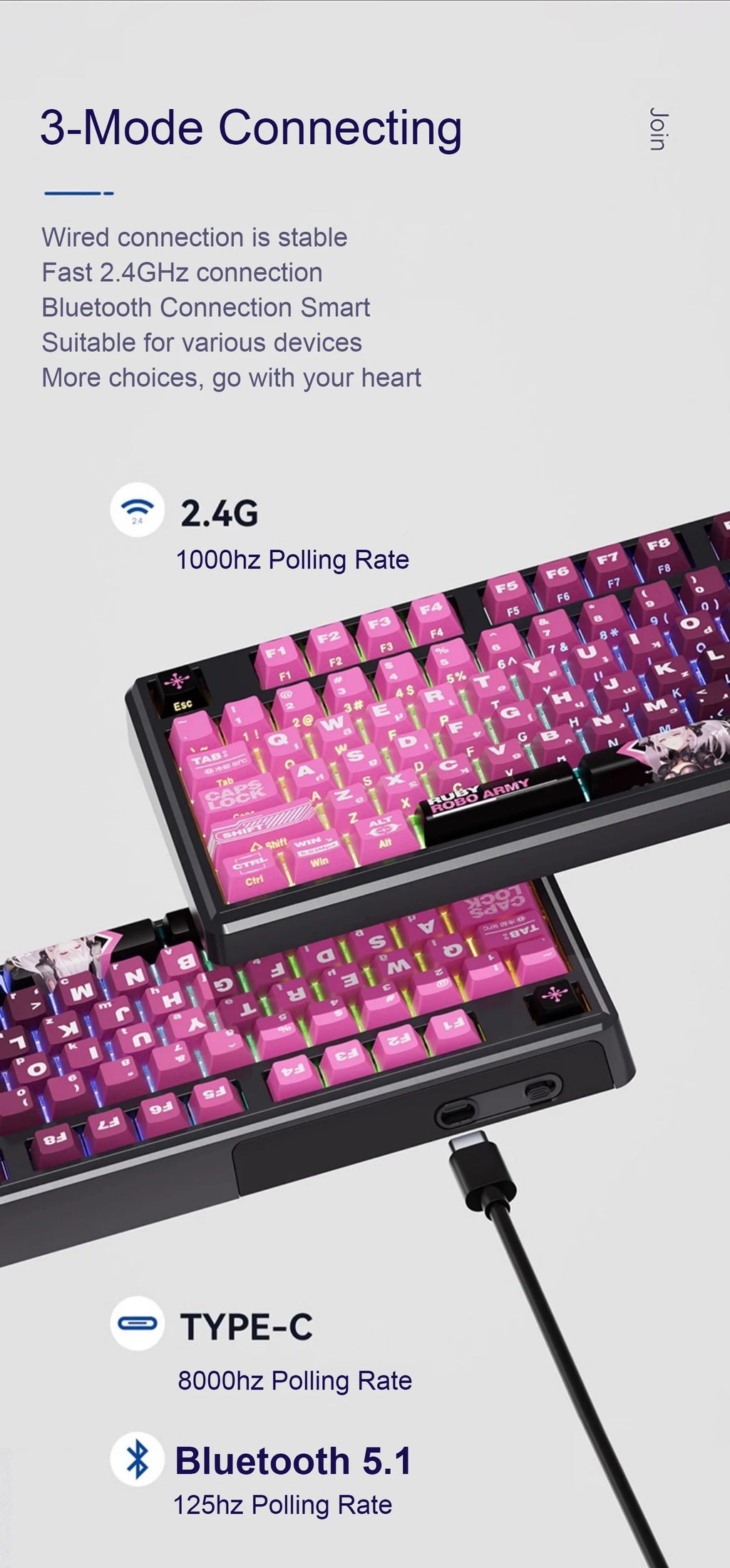 SKYLOONG GK104 Pro Mechanical E-sport Gamer Keyboard Full-Size Wireless Keyboard RGB Backlit Hot-Swappable Game Keyboard for PC