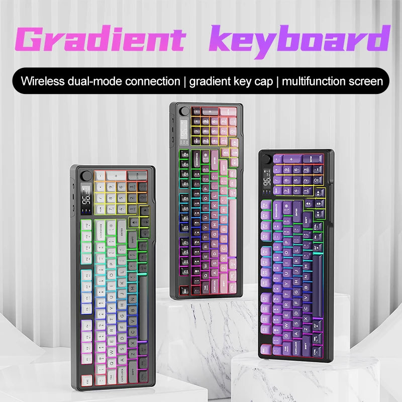 M96 Bluetooth Keyboard Wireless FREEWOLF Screen Gaming Keyboard,Electronic Screen, Multi-Device Connection,Ergonomics Gaming