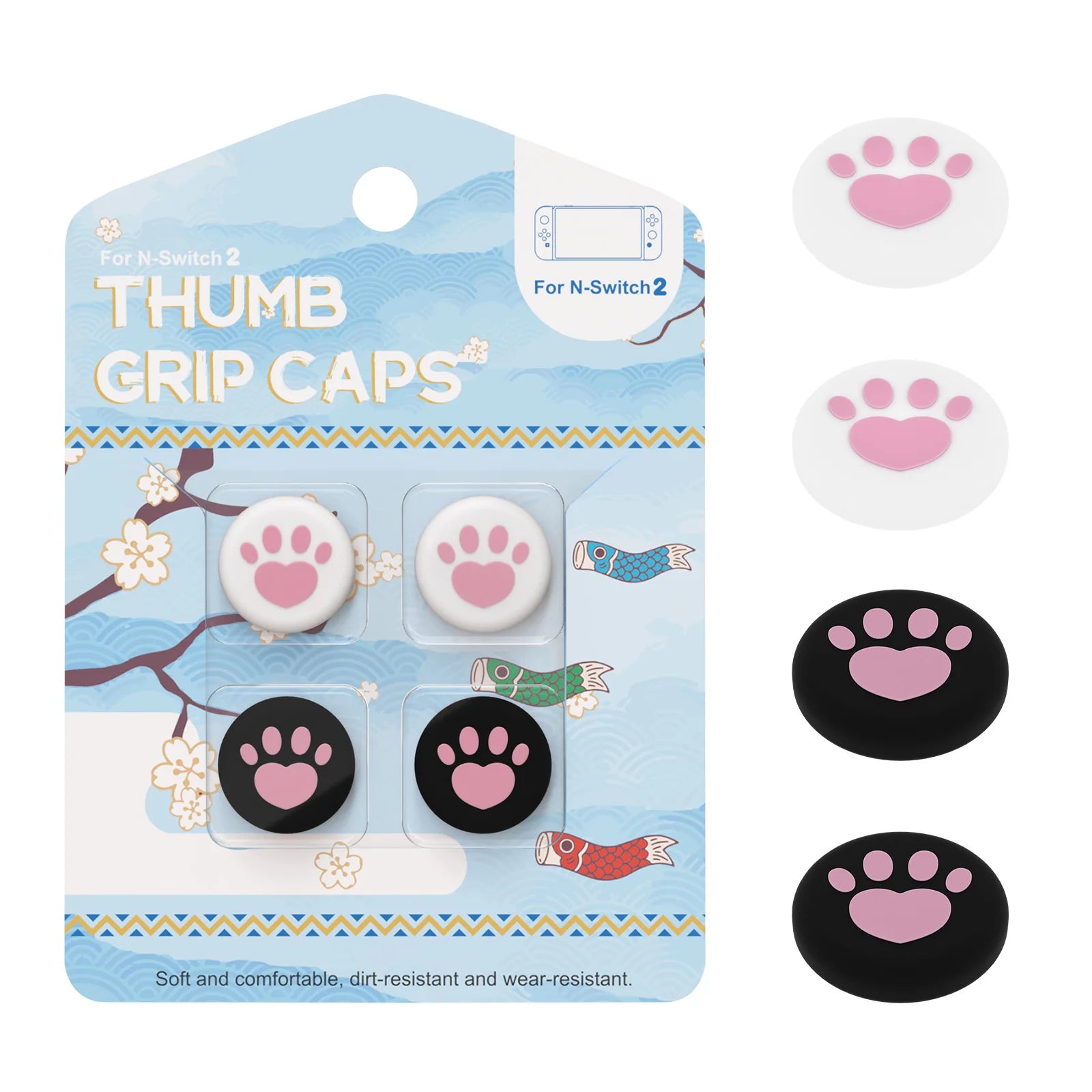 Thumb Skin Grips Caps for Nintendo Switch 2 Joystick Cover Case for Switch2 Silicone Soft Cat Paw Cover Game Console Accessories