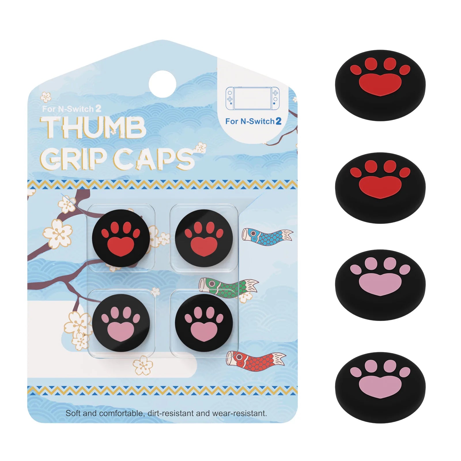 Thumb Skin Grips Caps for Nintendo Switch 2 Joystick Cover Case for Switch2 Silicone Soft Cat Paw Cover Game Console Accessories
