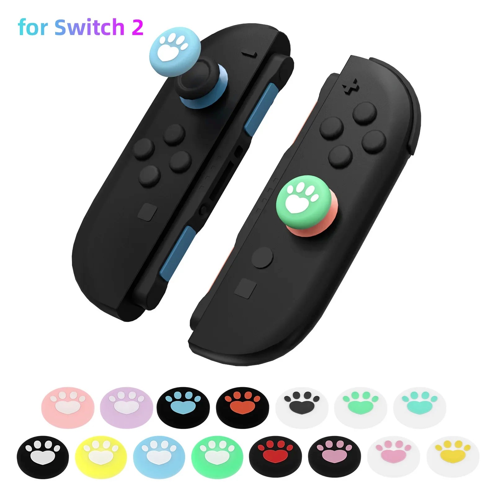 Thumb Skin Grips Caps for Nintendo Switch 2 Joystick Cover Case for Switch2 Silicone Soft Cat Paw Cover Game Console Accessories