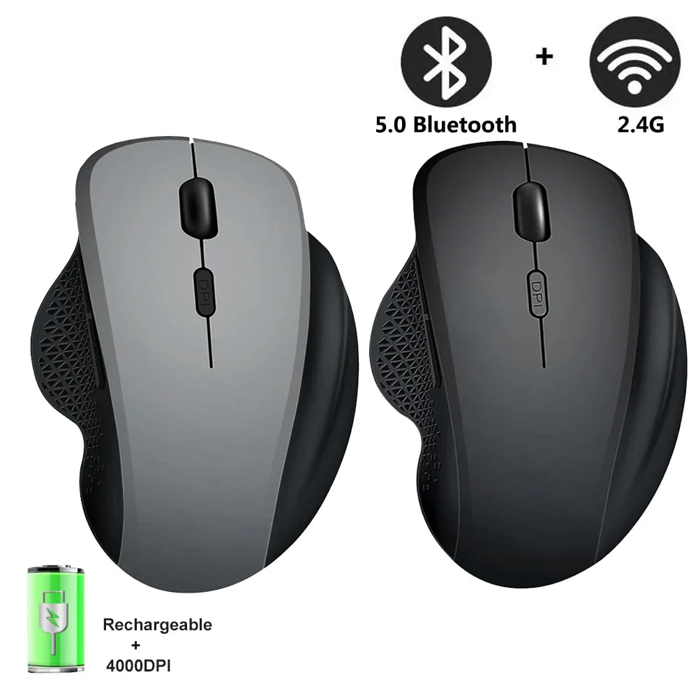 Wireless Mouse Rechargeable Bluetooth Mouse 4000DPI Silent Mice 2.4G USB Gaming Receiver for Mackbook PC Laptop Accessories