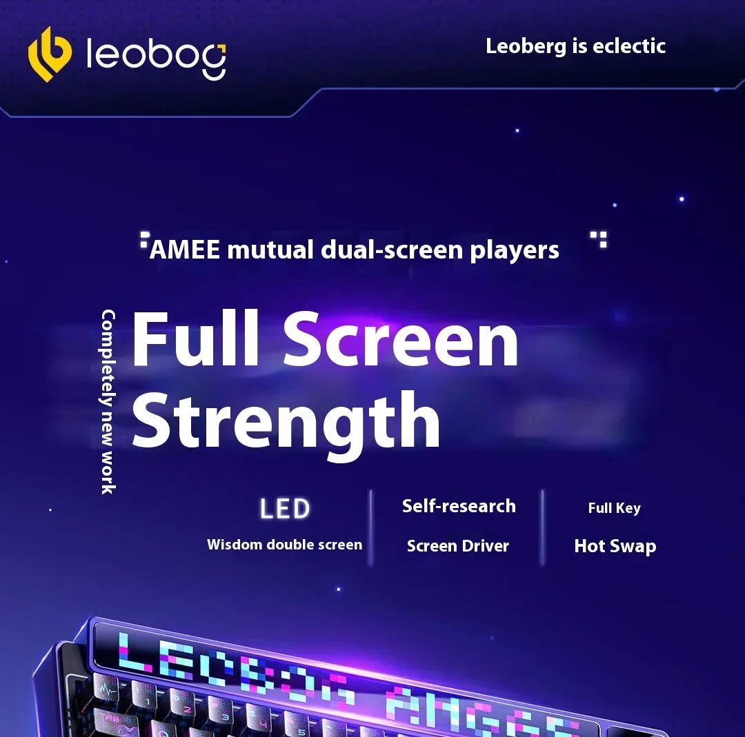 LEOBOG AMG65 Mechanical Keyboard With TFT LED Screen 3mode RGB Hot Swap Gaming Keyboard Custom Computer Gamer Accessories Gifts