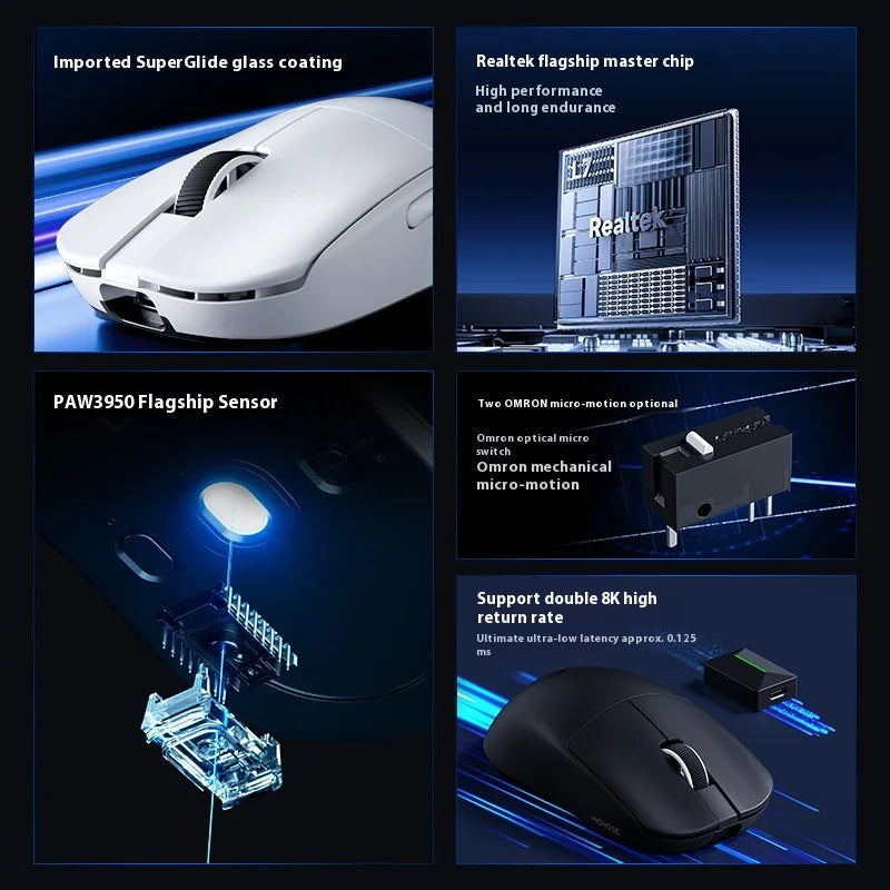 MCHOSE L7 Ultra+ Lightweight Mouse Wireless Tri-mode Bluetooth PAW3395 500mAh PC Esports Laptop Gaming Mice L7 Pro+ ﻿