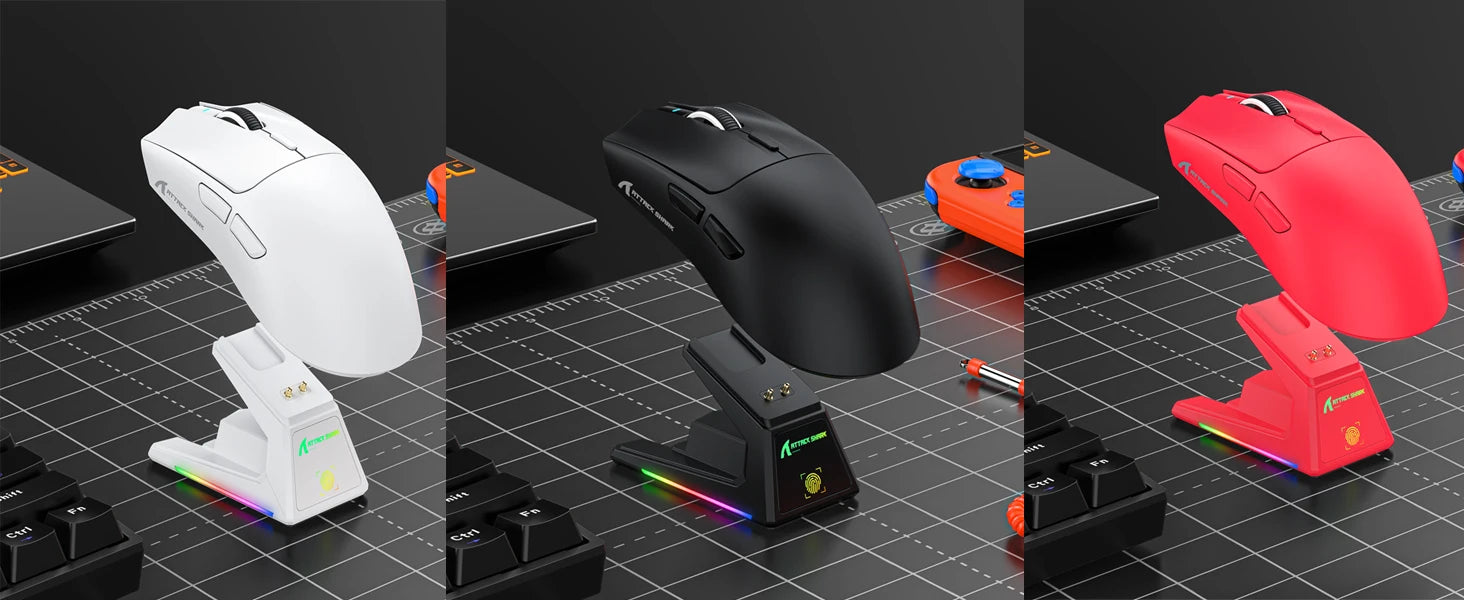 ATTACK SHARK X1 Ultralight Wireless Gaming Mouse with Magnetic RGB Charging Dock,PixArt PAW3395 Pro Sensor,40000DPI for PC/Mac