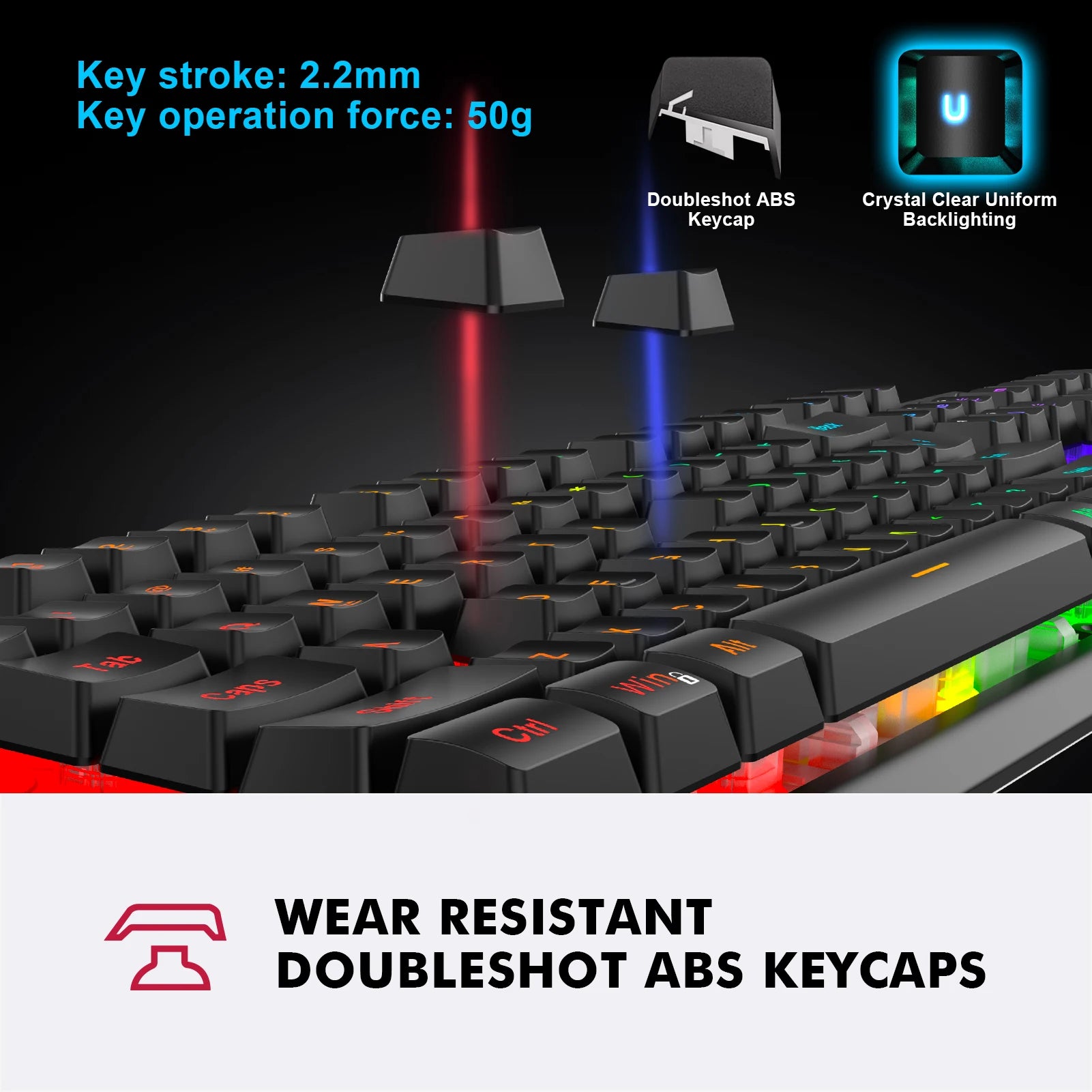 NPET K10V3 Gaming Keyboard, 104 Keys Wired, with RGB Backlit, for Windows Laptop PC black