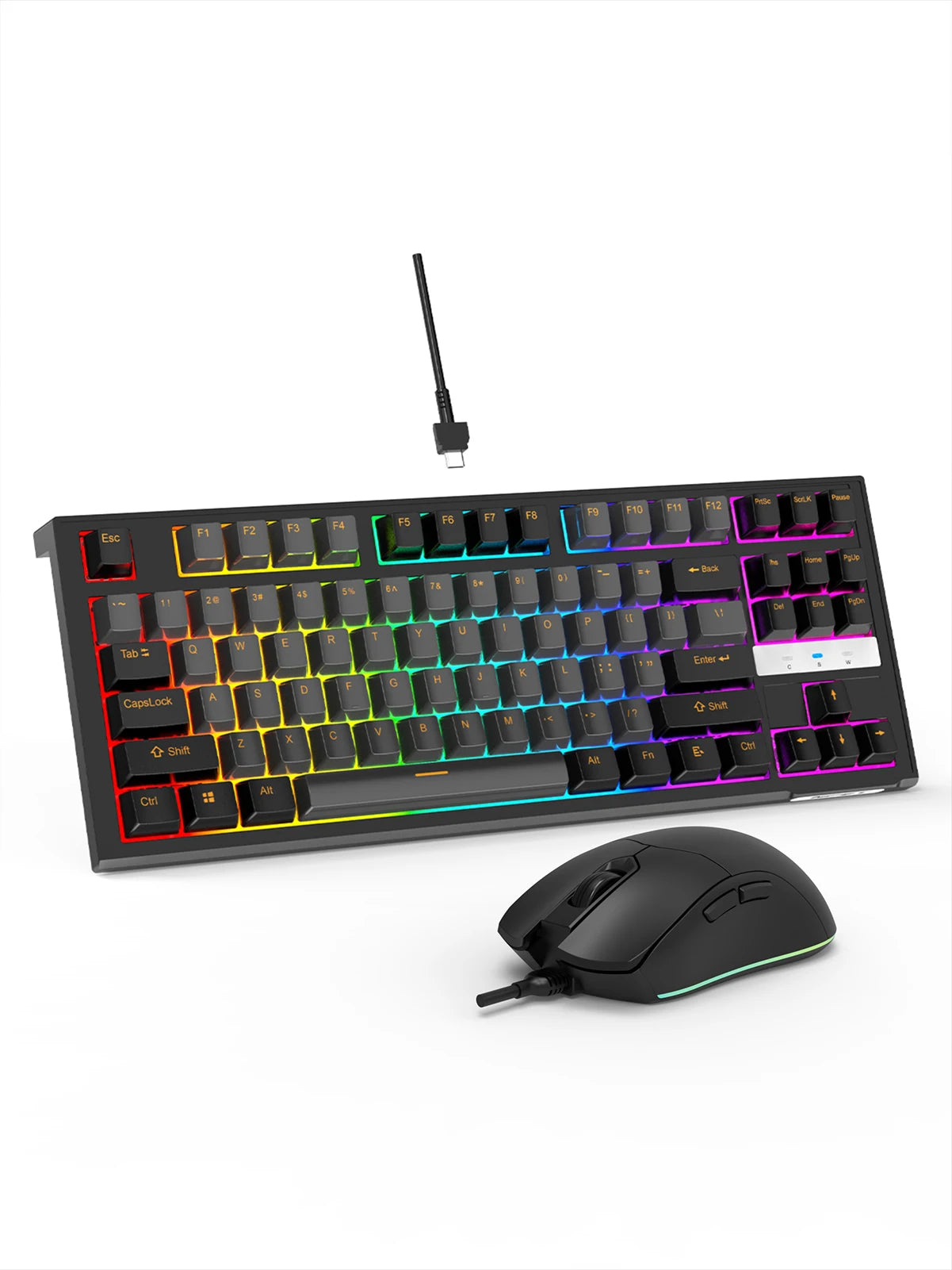 NPET K10V3 Gaming Keyboard, 104 Keys Wired, with RGB Backlit, for Windows Laptop PC black