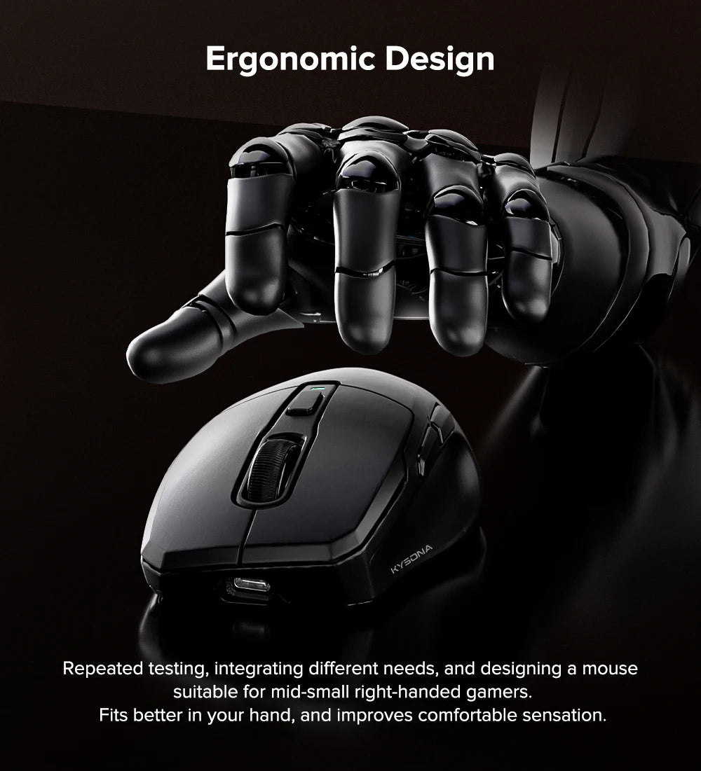 KYSONA Uranus Pro PAW3395 Wireless Gaming Mouse 54g Lightweight 8KHz Polling Rate 26000DPI Ultimate Optical Sensor For Laptop PC