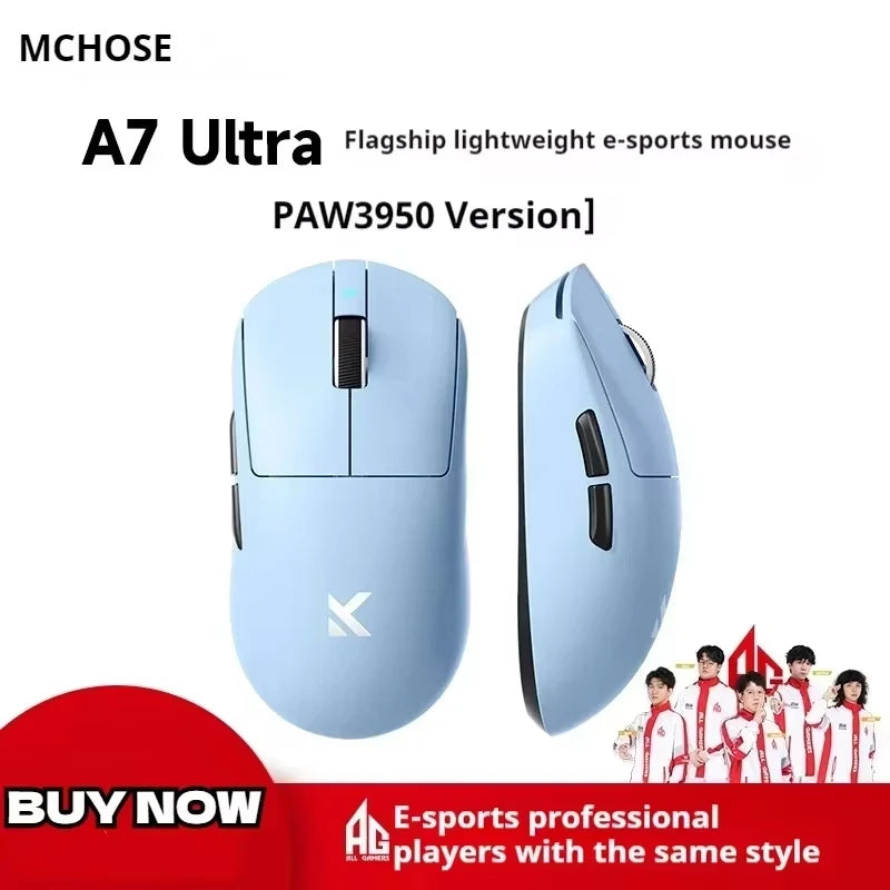 MCHOSE A7 Series Mouse PAW3950 8K Top Speed Receiver Ergonomics 2.4G Wireless Gaming E-Sports Mice Customized PC Accessory Gifts