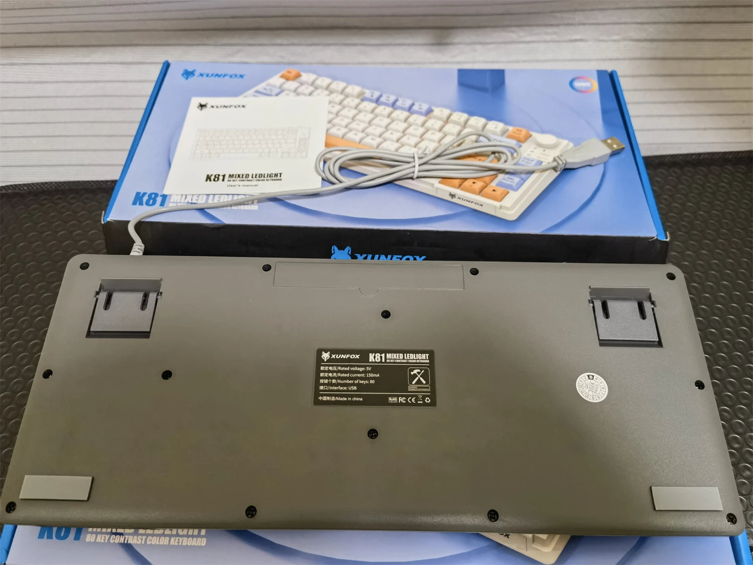 Keyboard K81 Gaming Keyboard 81 Key 80% Layout Spanish Russian Korean Arabic Keyboard USB Wired RGB Light Volume Knob Ergonomics