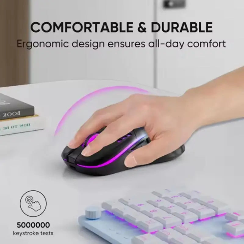 2.4G USB and Type-C Wireless Gaming Mouse RGB Backlight Rechargeable Adjustable DPI Ergonomic Mice for PC Laptop Mac Android