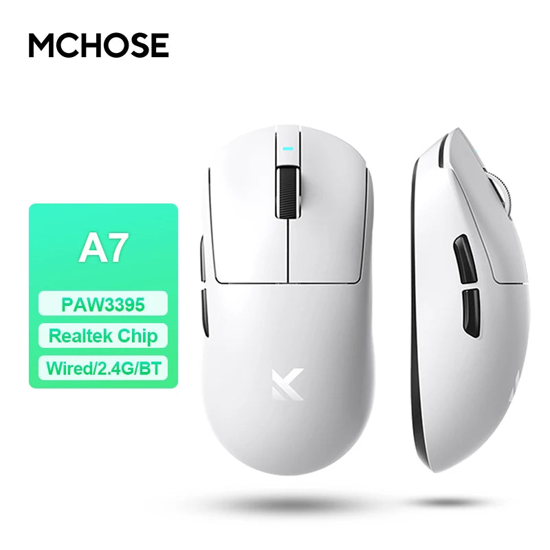 MCHOSE A7 Pro Wireless E-sports Gaming Mouse Bluetooth Rechargeable PAW3395 Lightweight Ergonomic 2.4G Wireless Mouse