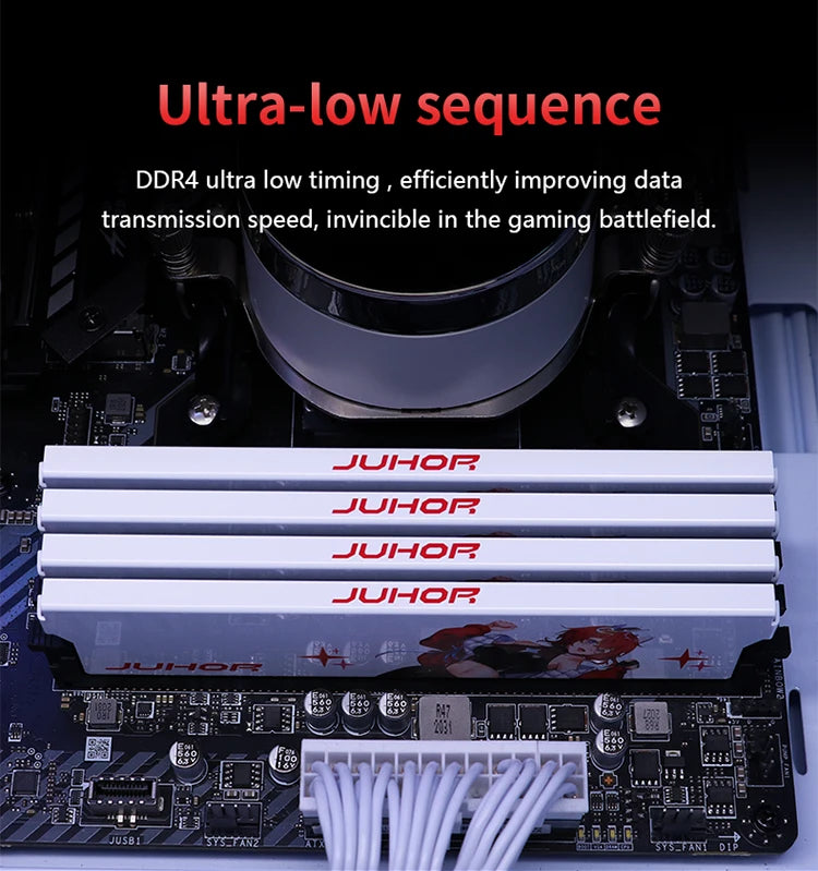 JUHOR Memoria Ram ddr4 8GB 16GB 3200MHz 3600MHz DIMM Desktop  Gaming Memory RAMS with White Heat Sink