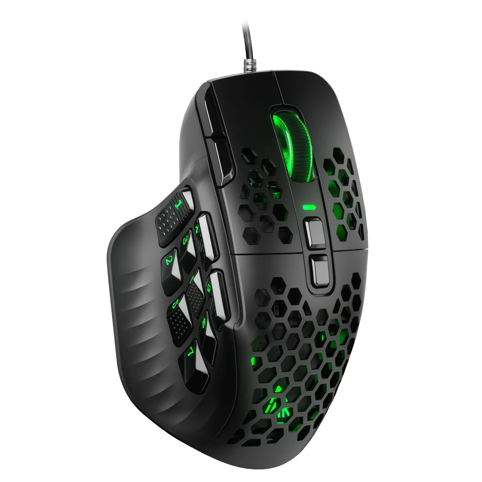 SOLAKAKA SM809 Wired Gaming Mouse 16 Side Buttons 22800 DPI Programmable Macro MMO Mouse Gamer PAW3311 Honeycomb Ergonomic RGB