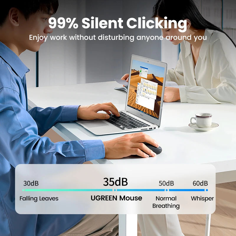 UGREEN Wireless Mouse Bluetooth 2.4G Ergonomic Silent Mute Gaming Mouse With AA Battery for Computer PC MacBook Laptop
