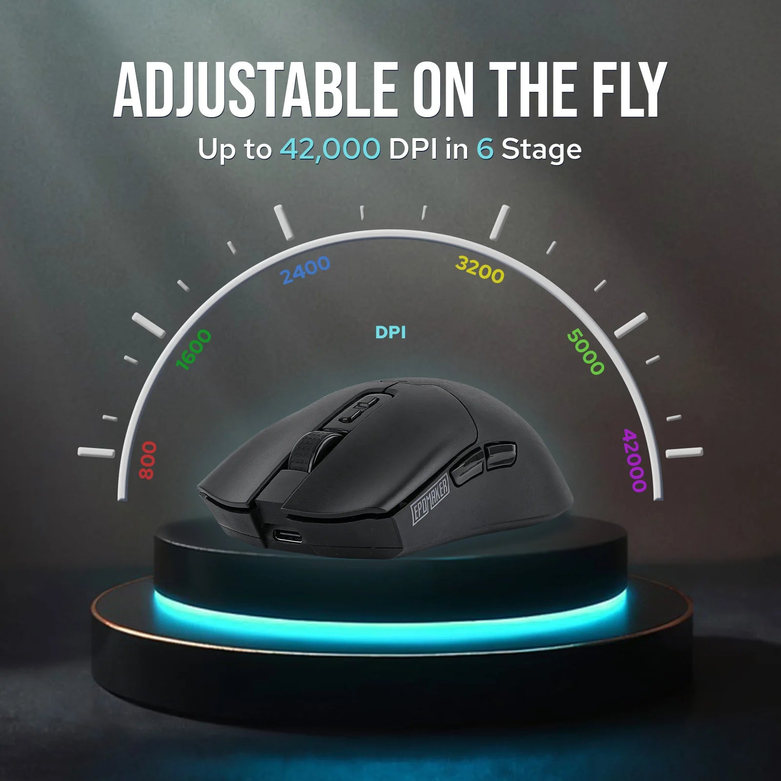 EPOMAKER Click Gaming Mouse Wireless 2.4Ghz/Bluetooth/Type-C 800 to 42000 DPI Adjustable 8K Polling Rate for PC/Mac/Linux