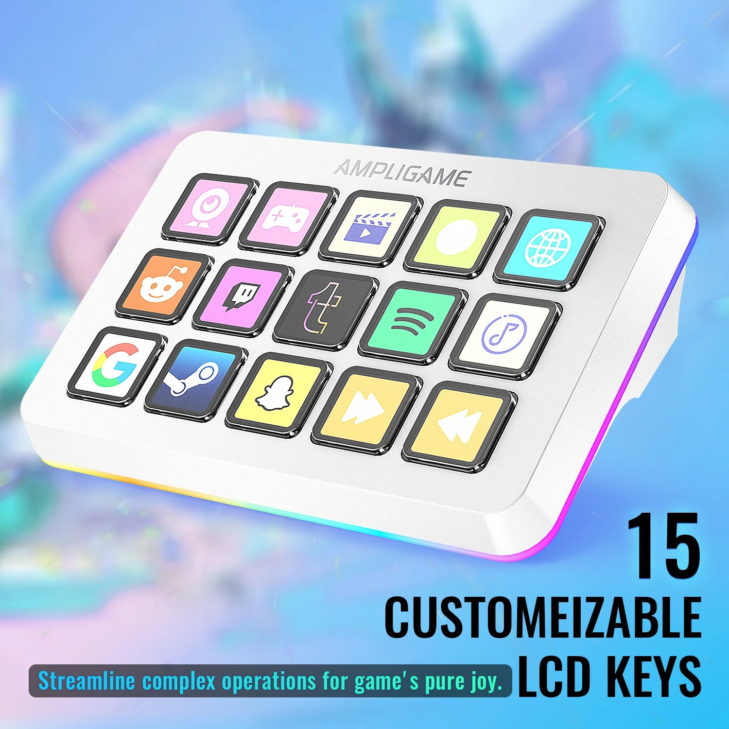FIFINE D6 Macro Stream Controller App-Triggered Actions with 15-Key Programmable Deck for Live Streaming, for OBS/Twitch/YouTube