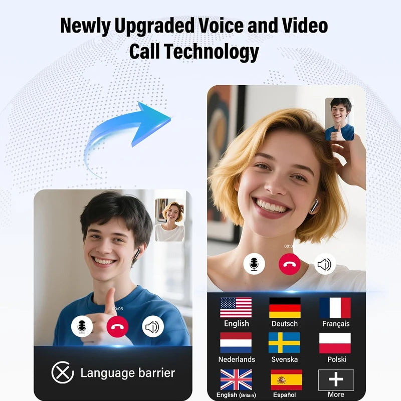 UYUXIO Real Time Translating Earphone AI Language Translator Earbuds with 144 Languages Ear Buds for Learning Travel Business