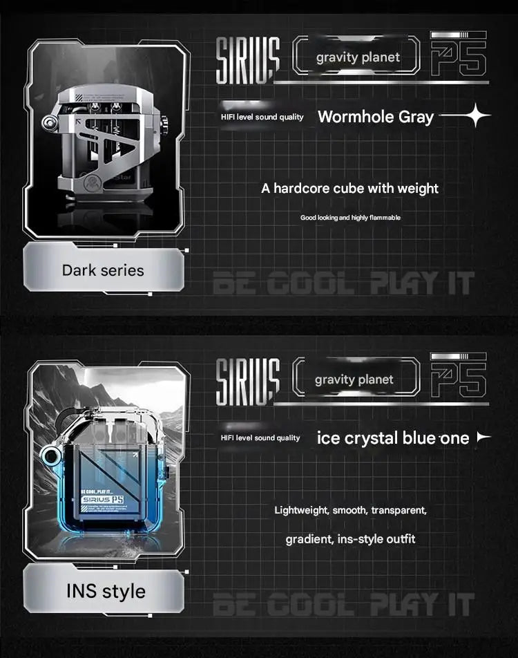 GravaStar P5 Bluetooth headset noise reduction HIFI sound quality long battery life semi-in-ear gaming mecha headset Gift