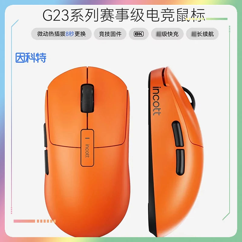 Incott G23 Pro Mouse Hot Plug Micro Motion Electronic Gaming Games Three Mode 8k Wireless Bluetooth Paw3395 Office Mouse Gifts