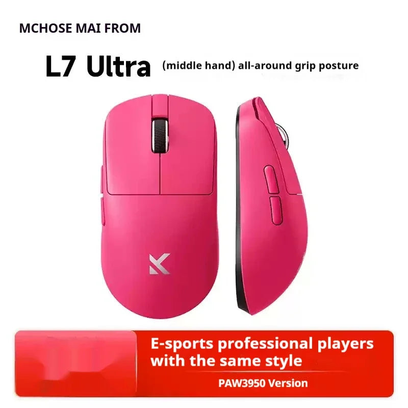 MCHOSE L7 Ultra+ Lightweight Mouse Wireless Tri-mode Bluetooth PAW3395 500mAh PC Esports Laptop Gaming Mice L7 Pro+ ﻿