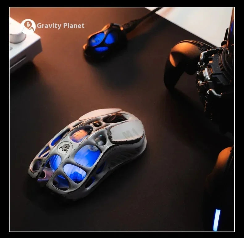 GravaStar M1 M2 Wireless Magnesium Alloy Gaming mouse PAW3395 4K 26000DPI bluetooth 2.4G wired Hollow design Gamer Mouse Gifts